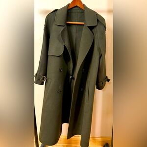 Women's Olive Double-Breasted Wool Hand-made Coat NWT Size M